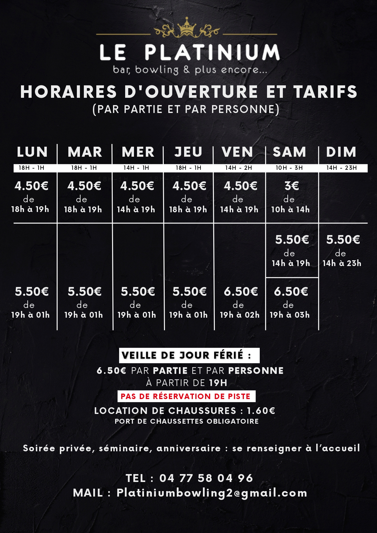 Tarifs